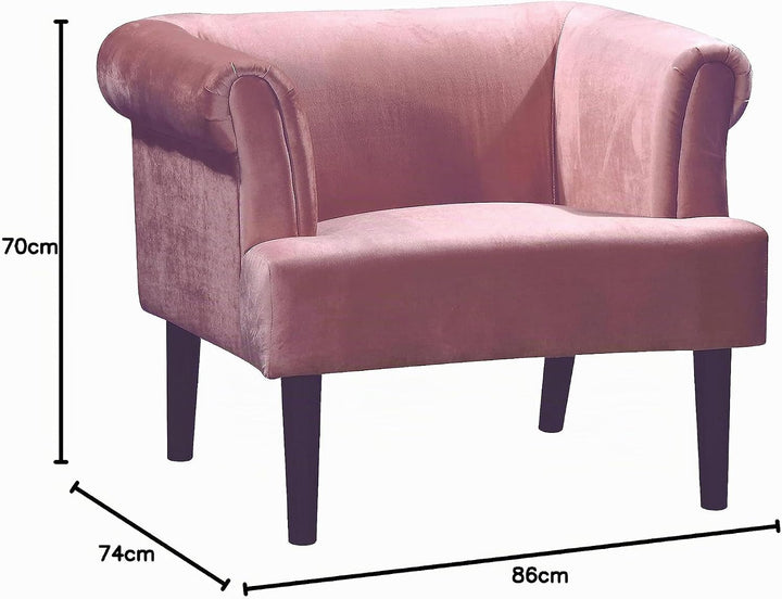 Atlantic Home Collection Sessel CHARLIE, Samt, Armlehnenstuhl mit Massivholzfüssen, Rosa, 74 x 86x 7