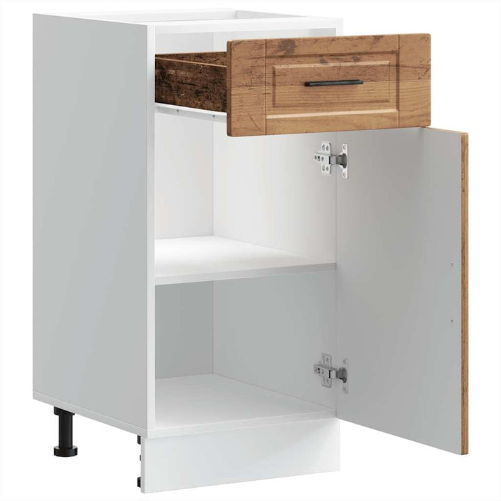 vidaXL Küchenunterschrank Porto Altholz-Optik Holzwerkstoff, Spülenunterschrank, Schrank Küche, Lage