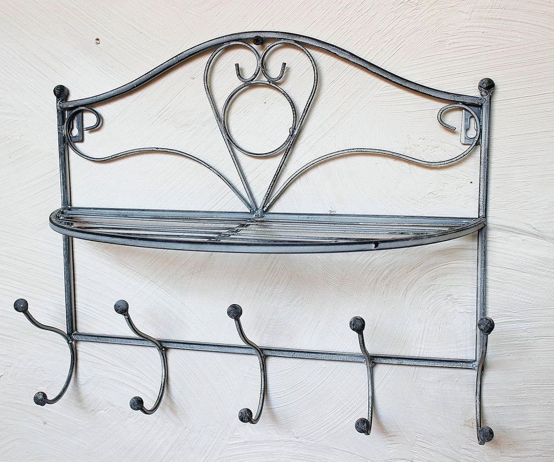 DanDiBo Wandgarderobe Vintage mit Ablage Garderobe Wand 20122 38 cm Kleiderhaken Wandregal Haken