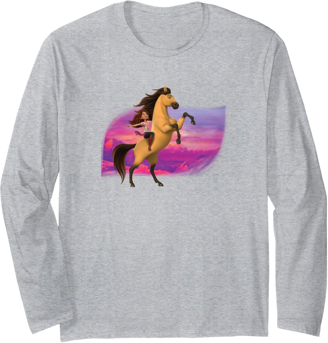 Spirit Ungezähmt - Geist und glücklicher Bergsonnenuntergang Langarmshirt