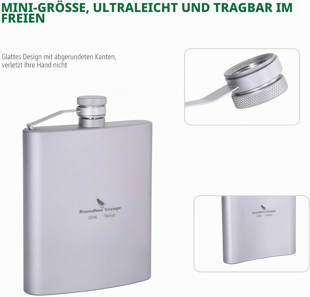Boundless Voyage Titan Flachmann Outdoor Camping 200 ml Tasche Flagon Tragbare Trinkflasche Whisky G