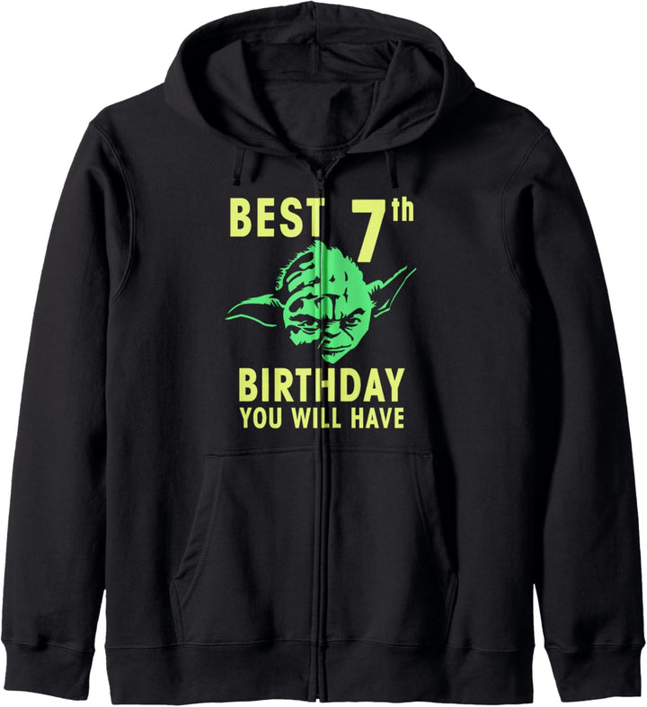 Star Wars Yoda Best 7th Birthday You Will Have Stencil Kapuzenjacke