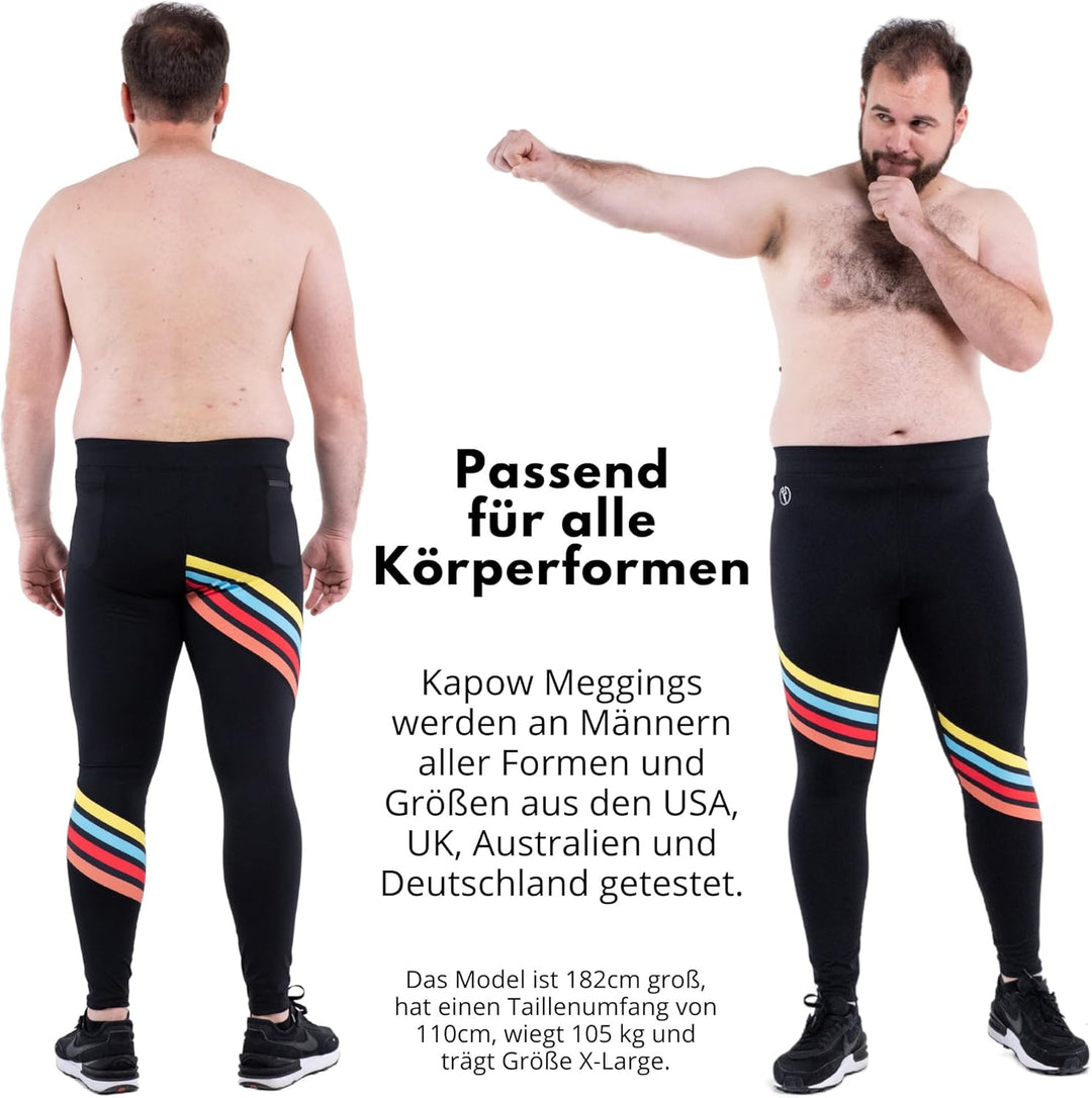 Kapow Meggings Performance PRO: Lange Sportleggings für Herren mit Kompression – Perfekt für Laufen,