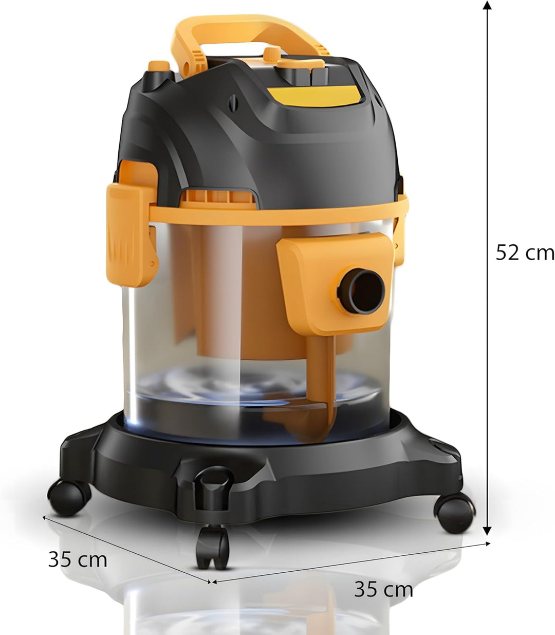 Retoo Nass-Trocken-Sauger 8m Arbeitsbereich, Staubsauger 2200W Radstaubsauger 2.5L, für Teppiche Pol