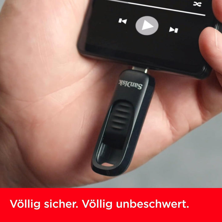 SANDISK Ultra Slider USB-Type-C-Laufwerk 512 GB (einziehbarer Anschluss, USB 3.2 Gen 1, bis zu 400 M