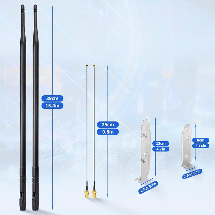 Superbat WLAN Antenne 8dBi 2.4GHz 5.8GHz Dualband RP-SMA Stecker & 25cm U.FL MHF4 auf RPSMA Buchse K