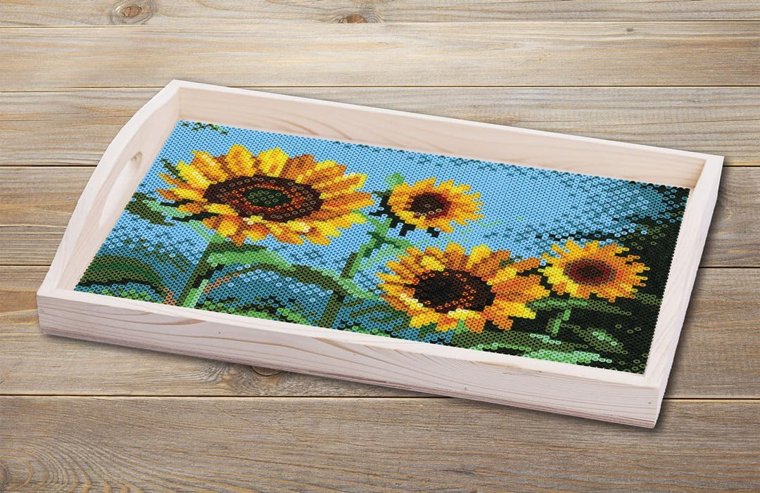 Hama Perlen 3608 Grosse Geschenk-Box Sonnenblumen mit ca. 10.000 bunten Midi Bügelperlen mit Durchme