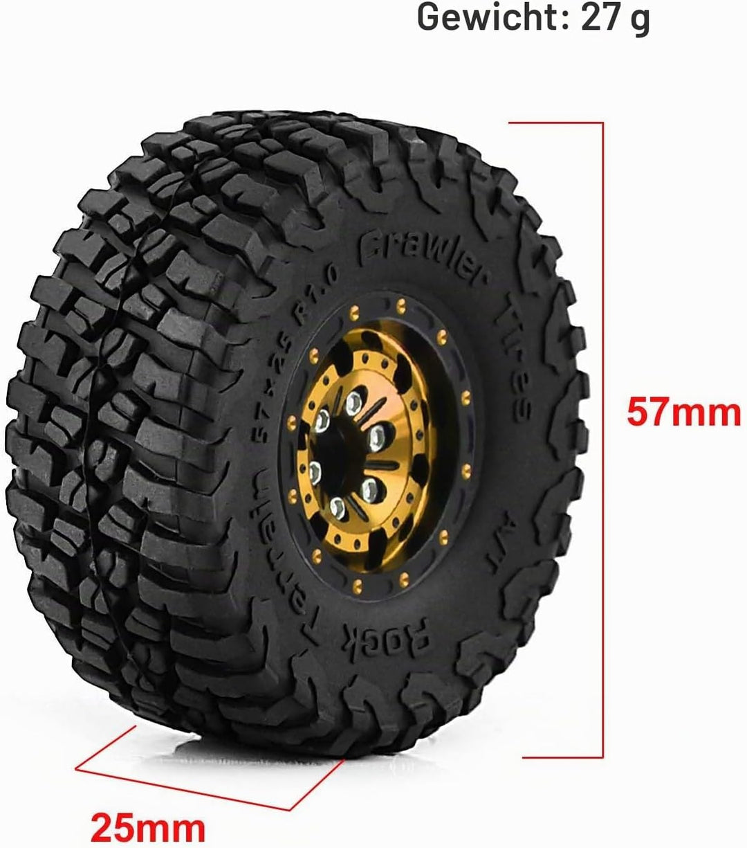 KEEDA 57mm RC Reifen und Räder, 1,0 Zoll Micro Beadlock Felge für 1/18 TRX4M 1/24 RC Crawler Car Axi