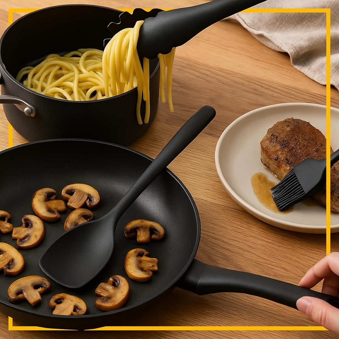 Retoo Silikon Küchenhelfer Set, 10 Stück Kochutensilien Kochgeschirr, Hitzebeständig, BPA-frei, Anti