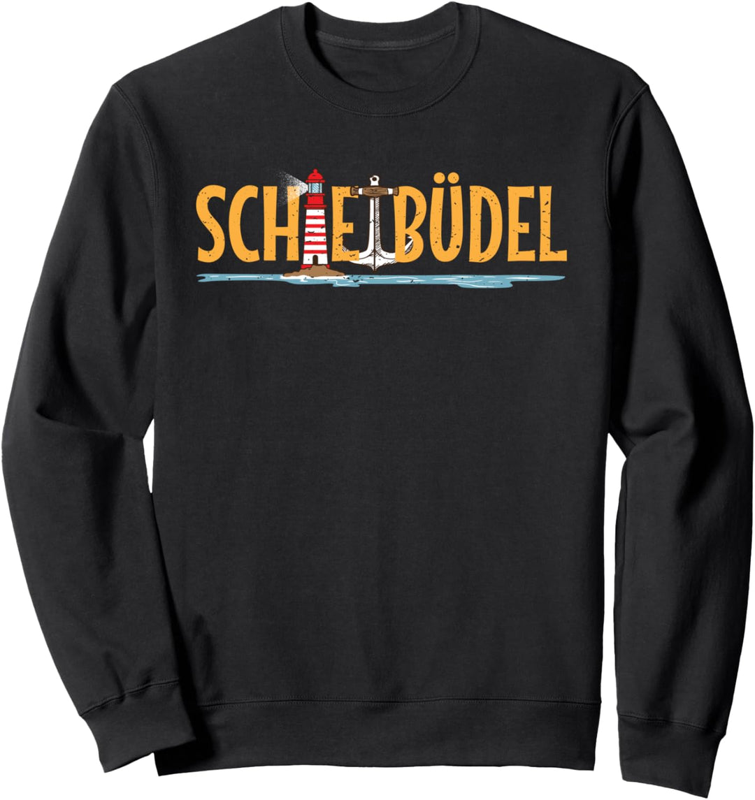 Plattdeutsch Schietbüdel mit Leuchturm, Anker im Norden Sweatshirt