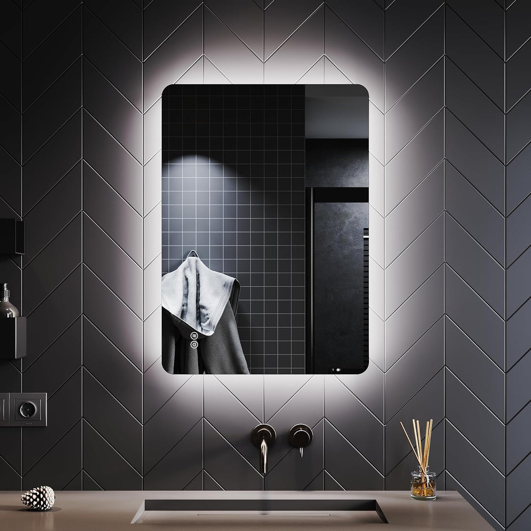 SONNI Badspiegel 50x70 cm LED Badspiegel mit Beleuchtung Badezimmerspiegel mit Touch-Schalter Wandsp