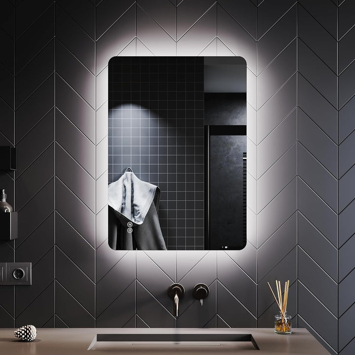 SONNI Badspiegel 50x70 cm LED Badspiegel mit Beleuchtung Badezimmerspiegel mit Touch-Schalter Wandsp