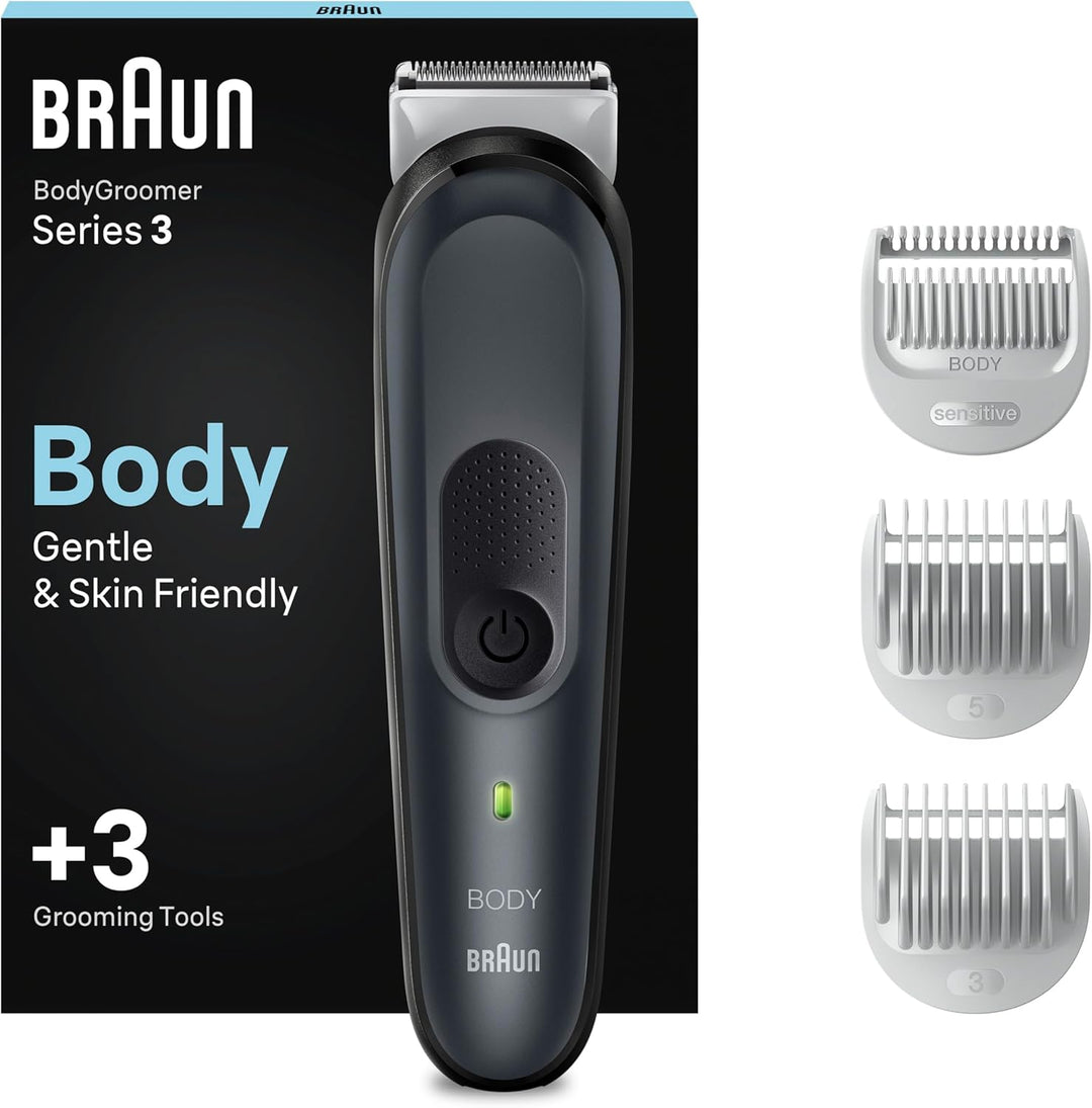 Braun Bodygroomer 3, Körperpflege- und Haarentfernung für Herren, mit SkinShield-Technologie, Sensit