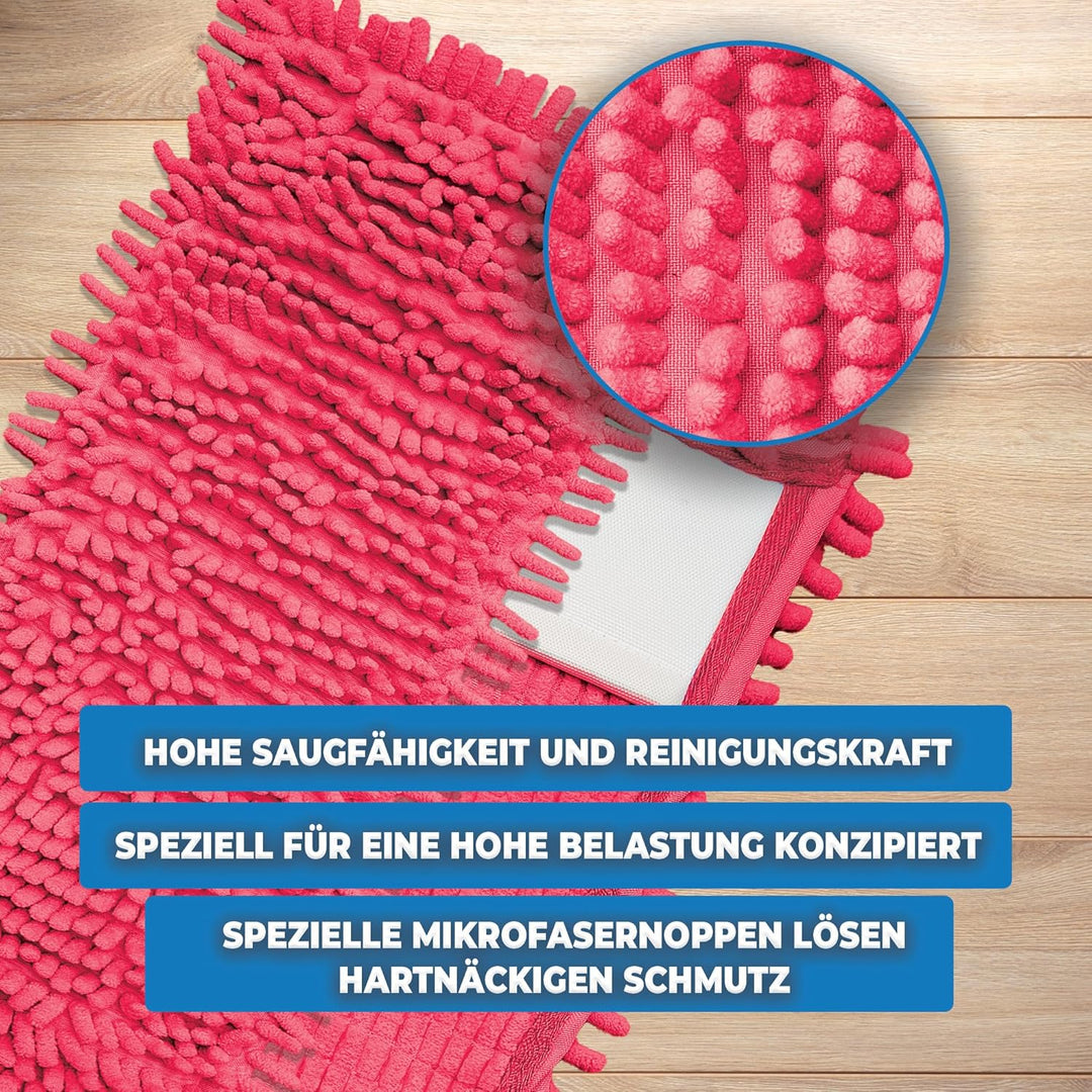 10x Bodenwischer Ersatzbezug - Chenille Wischbezug rot - Wischmopp Chenille aus Mikrofaser für empfi