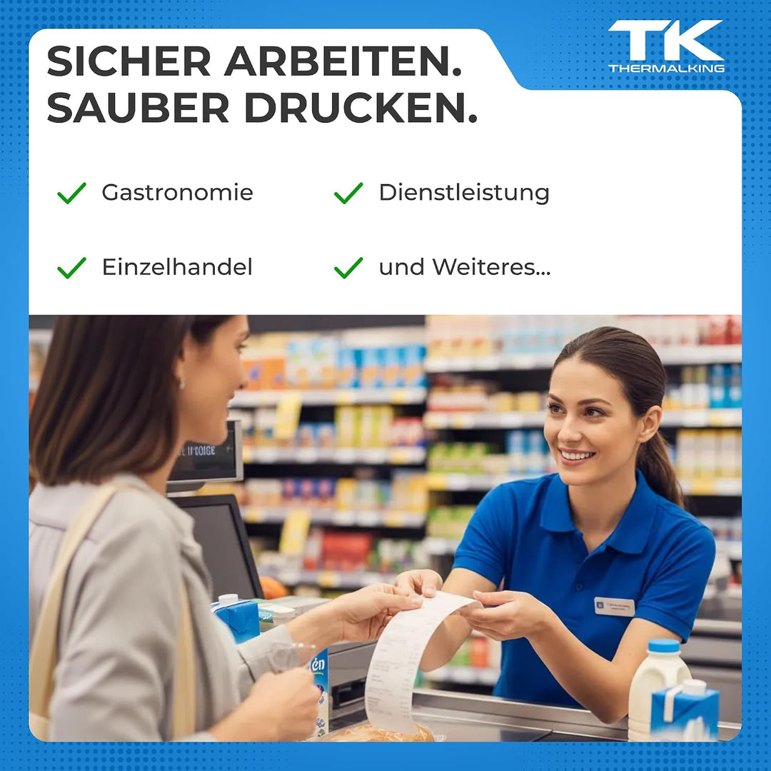 Thermorollen 80mm x 80mm x 12mm – Thermopapier Bonrollen (80 80 12) 48g - zertifiziert für Kassen-Dr