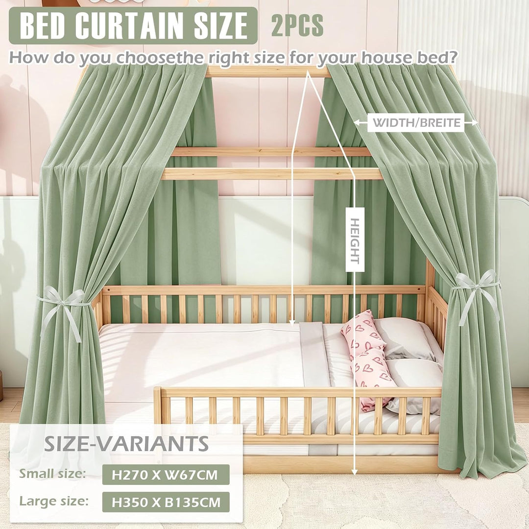 Hausbett Himmel, 2PCS Betthimmel Hausbett, Musselin himmelbett vorhänge, Hausbett Vorhang für Hausbe