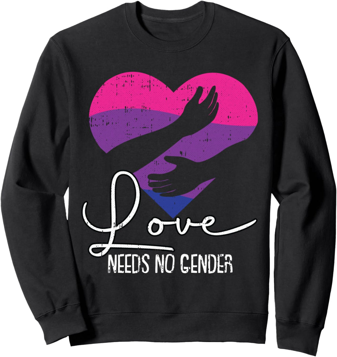 Love Needs No Gender Bisexual Pride Heart Proud LGBT-Q Ally Sweatshirt