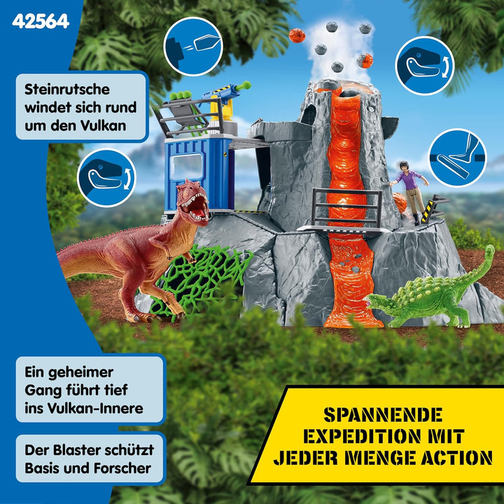 schleich 42564 Grosse Vulkan Expedition, für Kinder ab 5-12 Jahren, DINOSAURS - Spielset Single neue