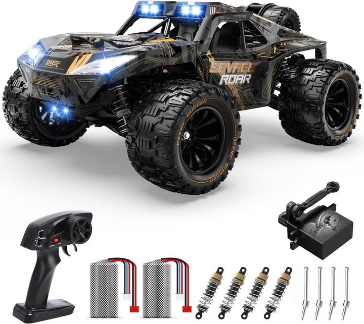 DEERC 1:14 Schnelles RC-Geländeauto, 40 km/h Hochgeschwindigkeits-RC-Truck mit LED-Scheinwerfer für