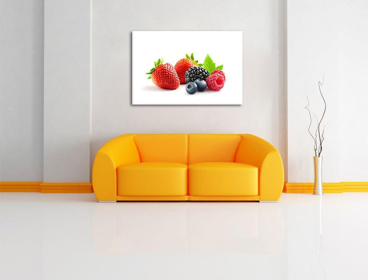 Pixxprint Frisches Obst, Format: 100x70 auf Leinwand, XXL riesige Bilder fertig gerahmt mit Keilrahm