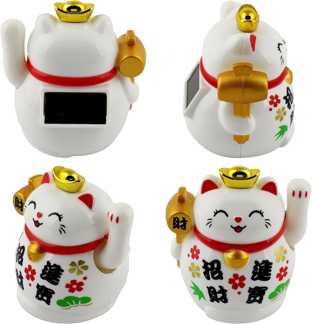 Freak Scene Glückskatze Mini Maneki-Neko Schriftzeichen Set Solar 5cm Winkekatze Lucky cat, Set