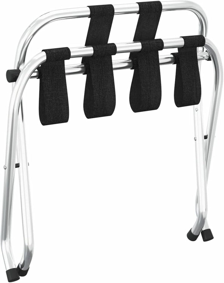 Gecheer Kofferständer Gepäckablage mit Rückenlehne klappbar Kofferbock Kofferablage Silbern 56x39x52