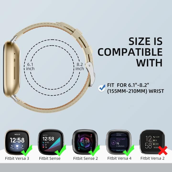 Dirrelo Echtes Leder Armband Kompatibel mit Fitbit Versa 3 Armband/Versa 4 Armband/Sense Armband/Sen