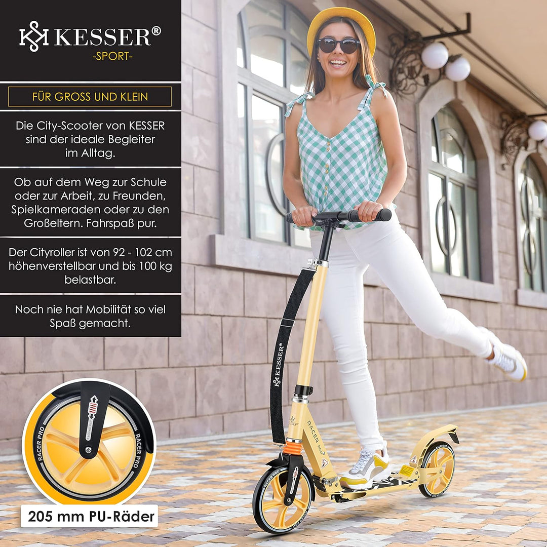 KESSER® Cityroller Scooter 205mm Räder PU Big Wheel - Pro-S Tretroller mit Doppel Federung, City-Rol