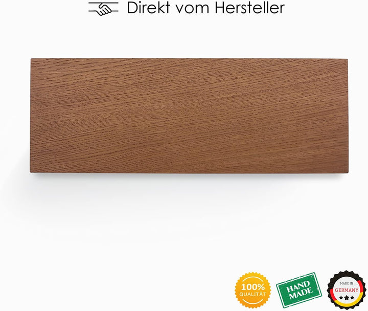 Rikmani Wandregal Holz Eiche massiv rot - Handgefertigtes Regal Bücherregal Holzregal Wandboard HOLY
