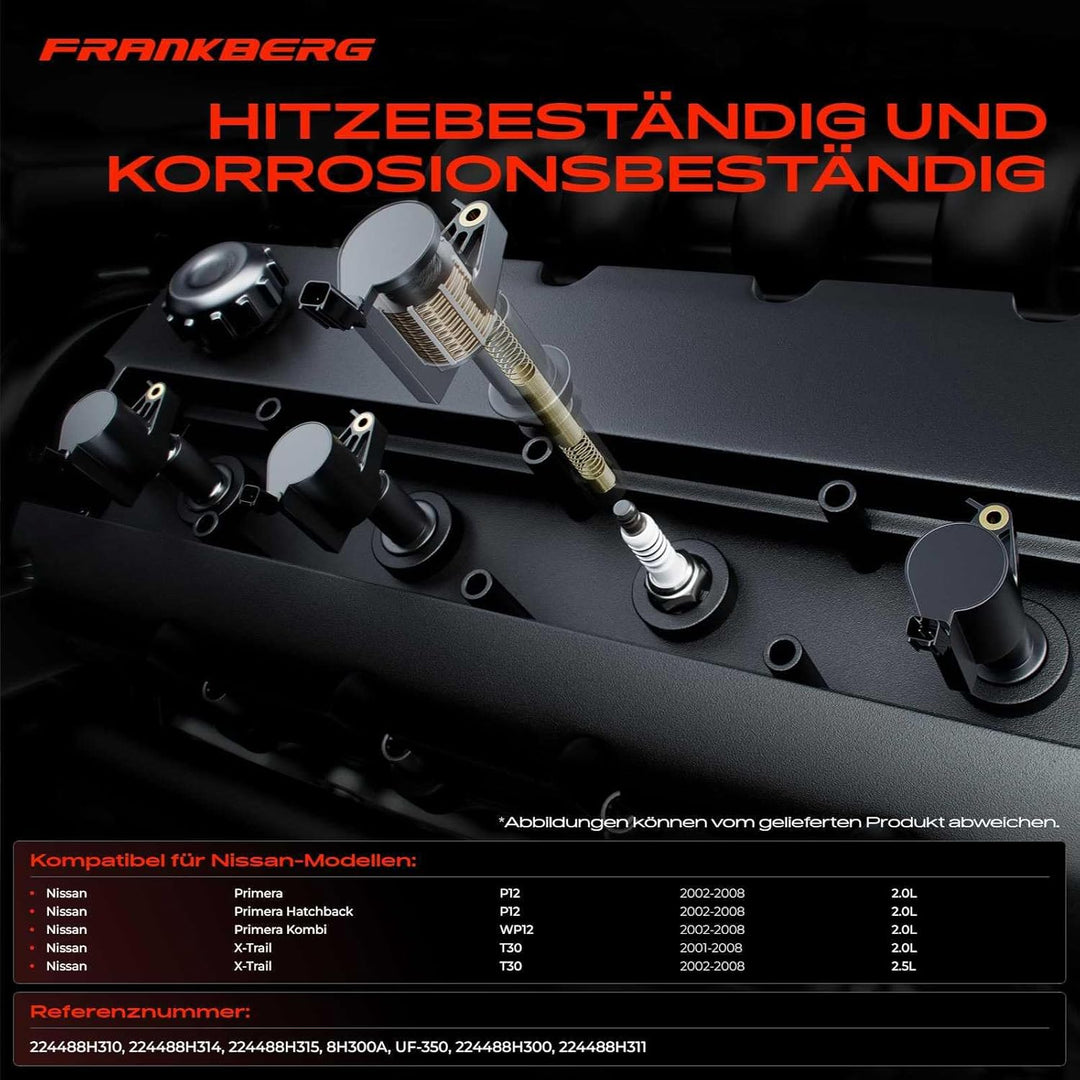 Frankberg 1x Zündspule Zündmodul Kompatibel mit Primera P12 2.0L 2002-2008 Primera Kombi WP12 2.0L 2