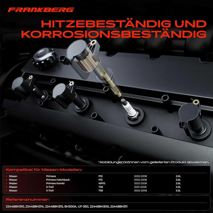 Frankberg 1x Zündspule Zündmodul Kompatibel mit Primera P12 2.0L 2002-2008 Primera Kombi WP12 2.0L 2