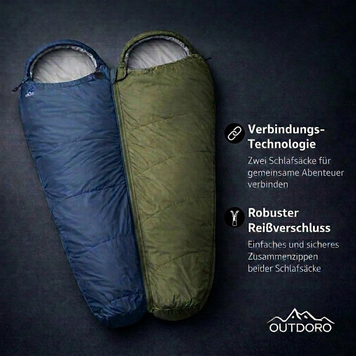 Outdoro ultraleichter Schlafsack 800g - kleines Packmass - leicht, dünn und warm - Idealer Sommersch