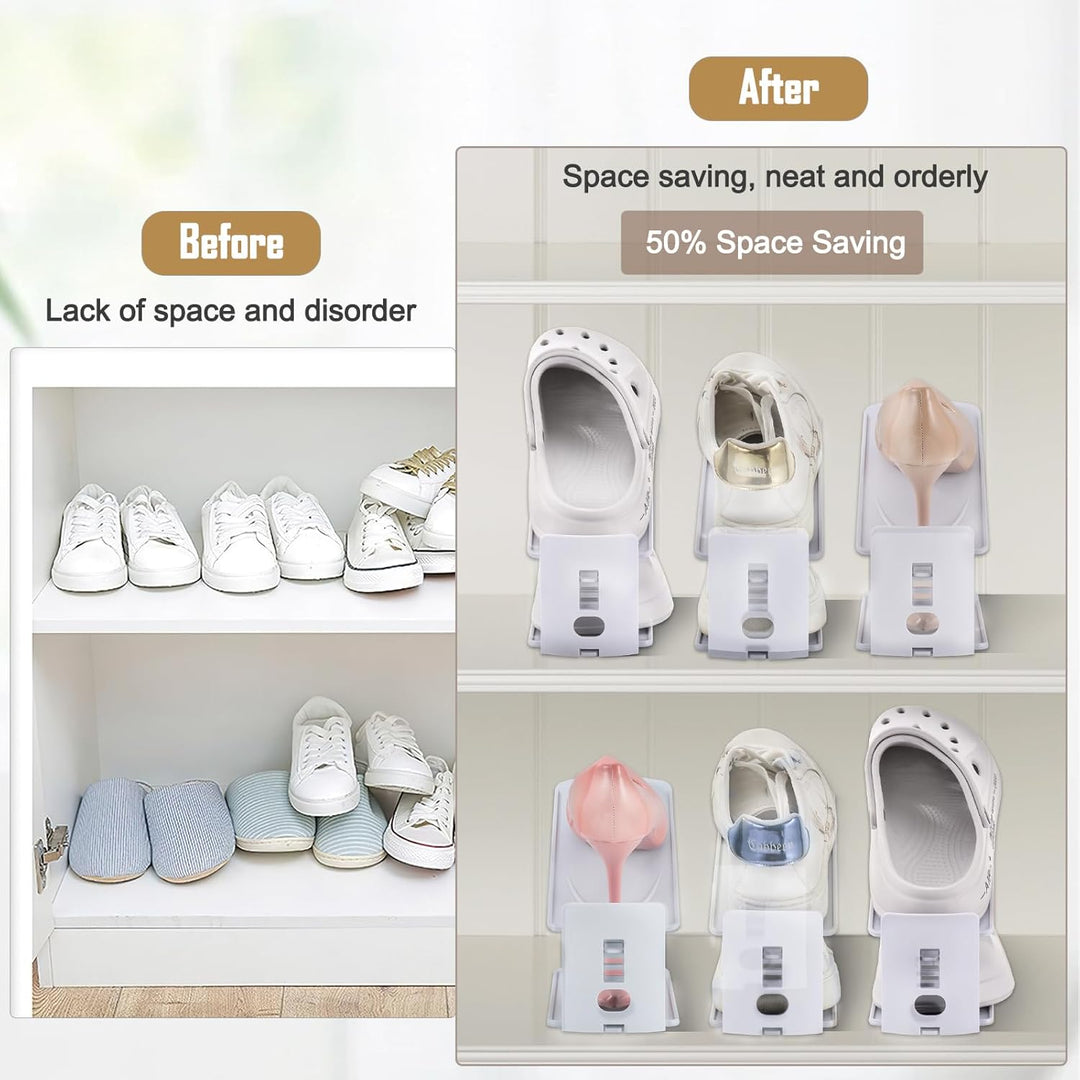 20stk Schuhstapler Platzsparend, 3-Lagig Einstellbar Schuhe Stapeln, Schuh Organizer für Schrank, ru