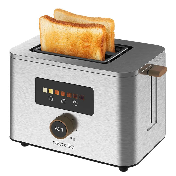 Cecotec Vertikaler Toaster mit 2 Kurzschlitzen Touch&Toast Double, 950 W, 2 Scheiben Brot, Extra bre