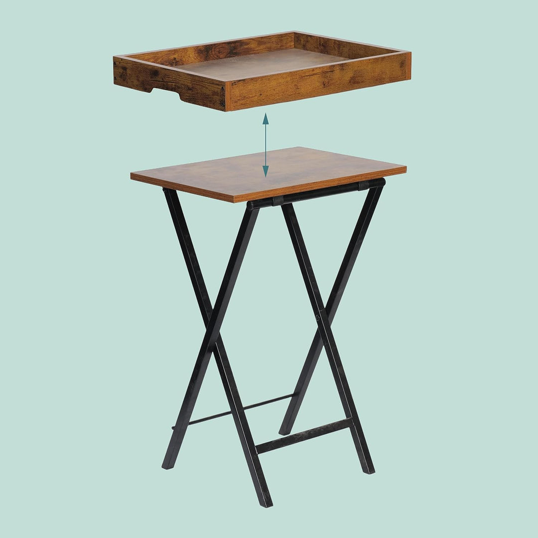Relaxdays Beistelltisch mit abnehmbarem Tablett, klappbar, HBT: 70x48x36 cm, Serviertisch, Industria