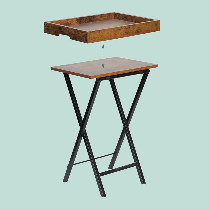 Relaxdays Beistelltisch mit abnehmbarem Tablett, klappbar, HBT: 70x48x36 cm, Serviertisch, Industria