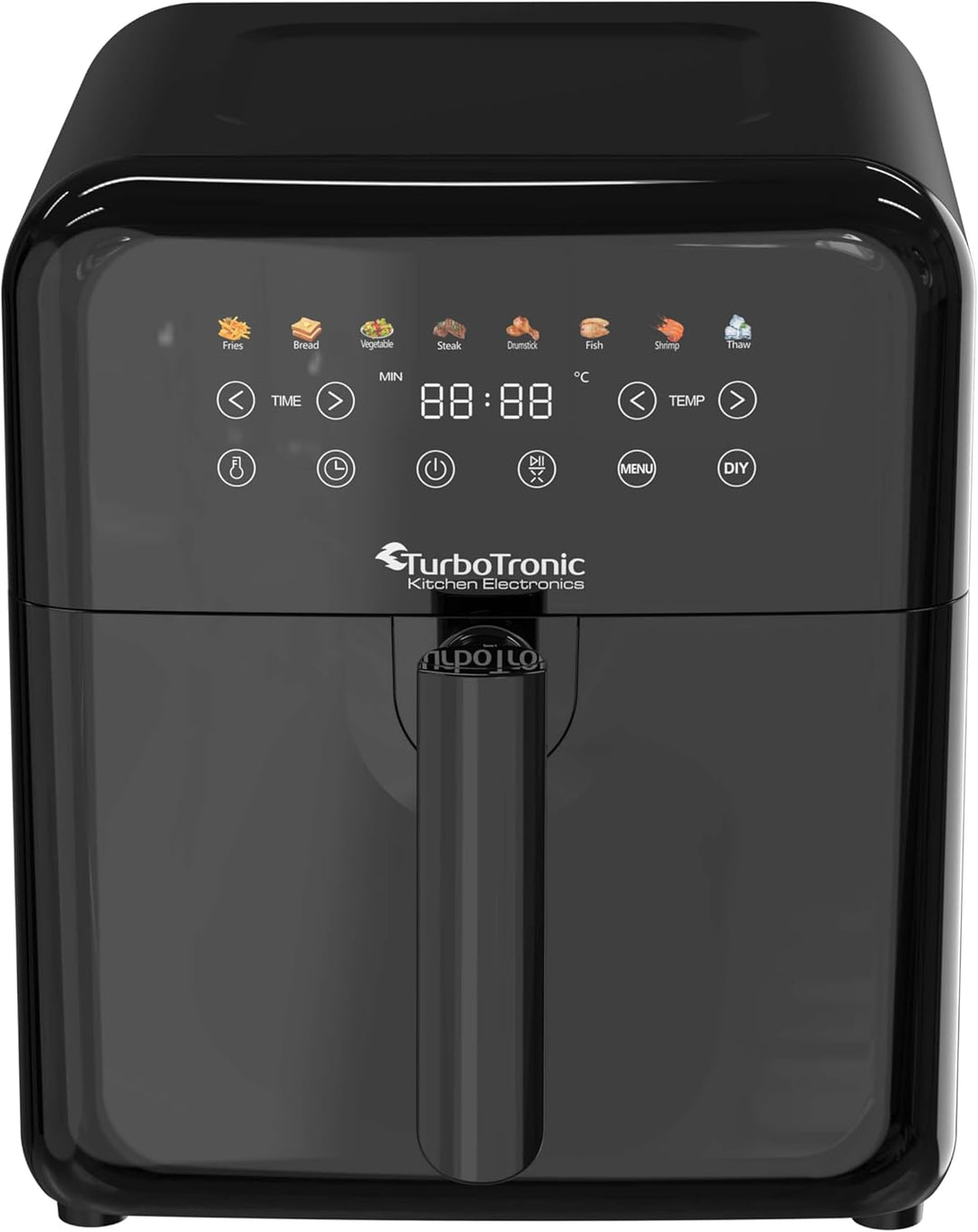 TurboTronic Heissluftfritteuse XXL 6 Liter, 1600W, 8 Programme, Timer, Airfryer Heissluftfritteuse D