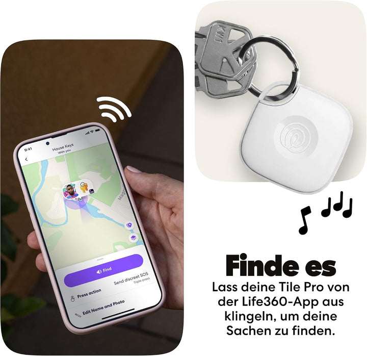 Tile by Life360 Mate - Bluetooth-Tracker, Schlüssel- und Gegenstandsfinder für Schlüssel, Taschen un