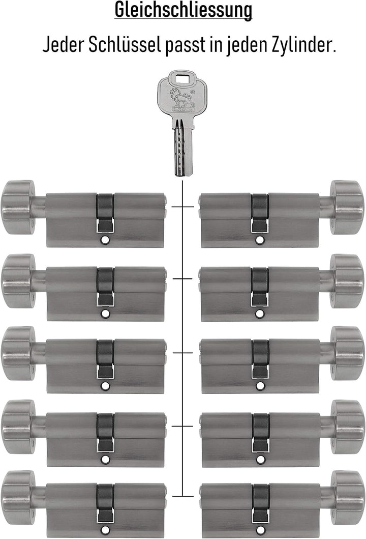 Gleichschliessende Schliesszylinder 60 mm (30/30 mm) inkl. 3 Schlüssel pro Zylinder (Zylinderanzahl