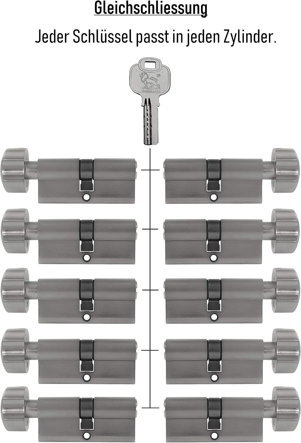 Gleichschliessende Schliesszylinder 60 mm (30/30 mm) inkl. 3 Schlüssel pro Zylinder (Zylinderanzahl