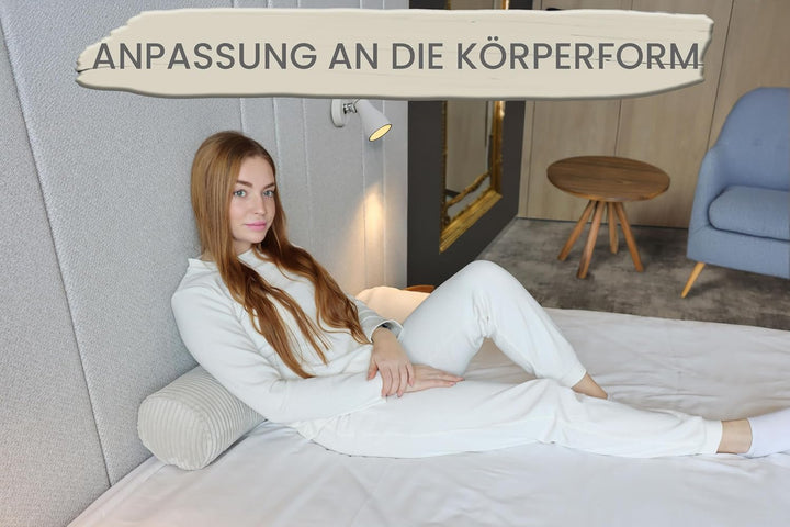 Amilian Nackenrolle mit Bezug 40x15 cm – Cord Kissen mit Füllung – Waschbar – Für Erwachsene & Kinde