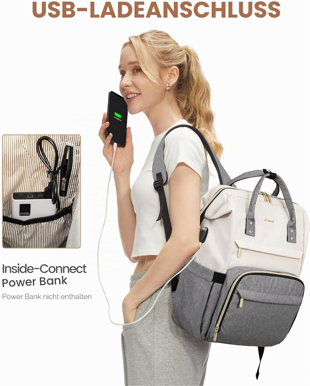 LOVEVOOK Laptop Rucksack Damen 17 Zoll, Gross Schulrucksack Teenager, Rucksack Handgepäck, Wasserdic