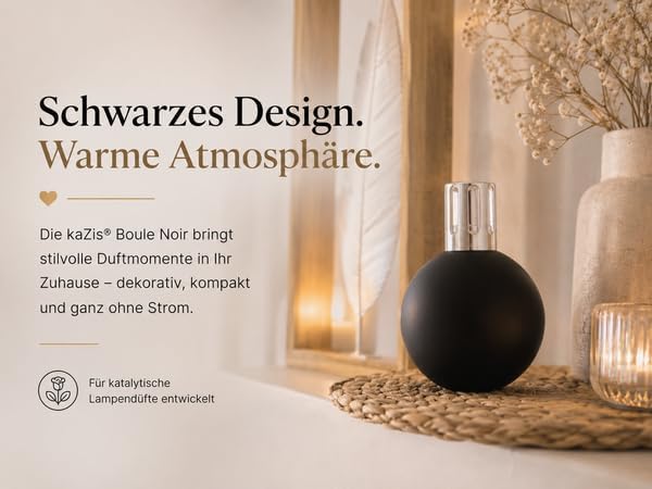 KAZIS I Katalytische Lampe I matt schwarz & Silber I Mit Brenner, Krone, Trichter & Löschkappe I