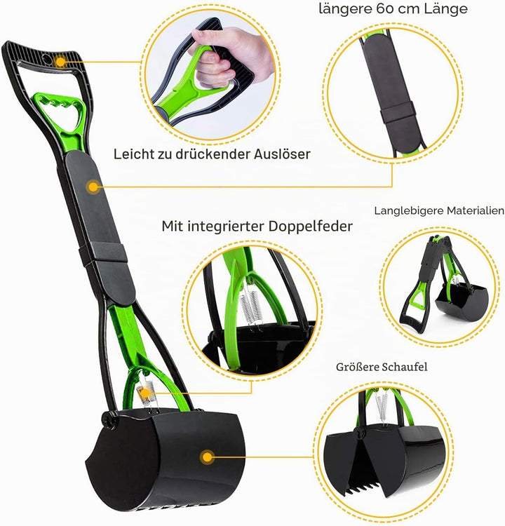 HyAdierTech Tragbare Hundekotgreifer, Kotgreifer Hunde, Yard Hund Pooper Scooper mit Abfallbeutel Sp
