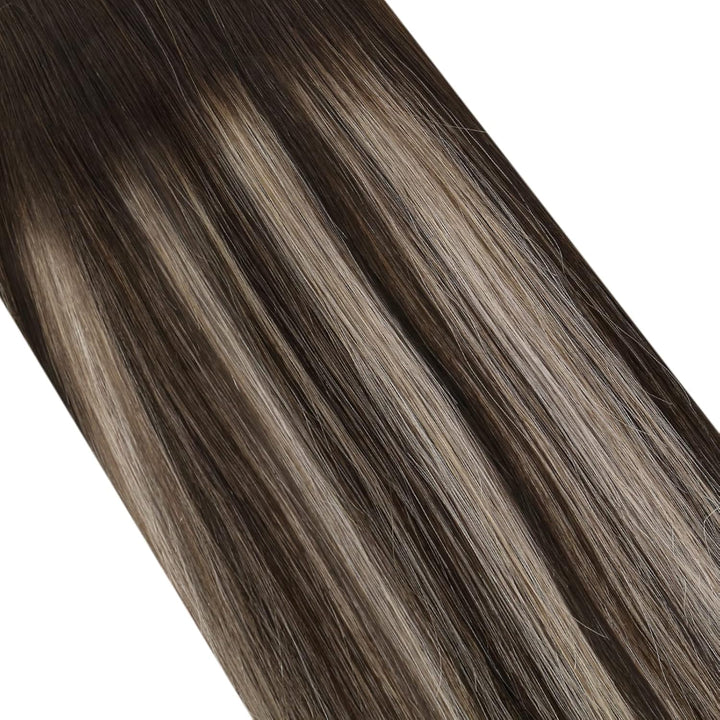 Ugeat Lang Echthaar Extensions Tressen 55cm Balayage Braun Haartressen Echthaar Extensions Ombre Dun