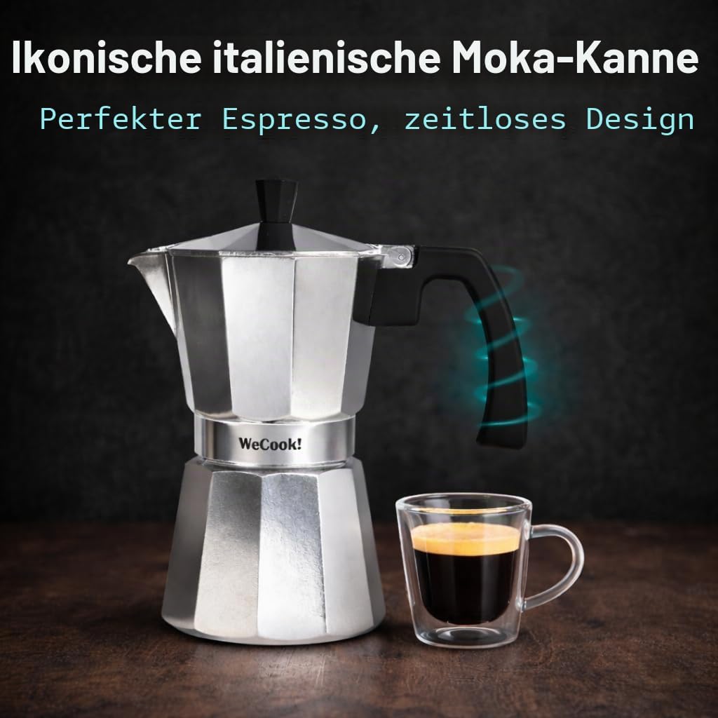 WECOOK! Paola – Espressokocher Aluminium 6 Tassen | Geeignet für Gas-, Elektro- und Glaskeramikherde