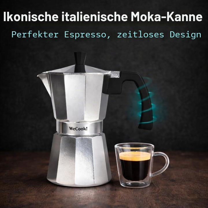 WECOOK! Paola – Espressokocher Aluminium 6 Tassen | Geeignet für Gas-, Elektro- und Glaskeramikherde