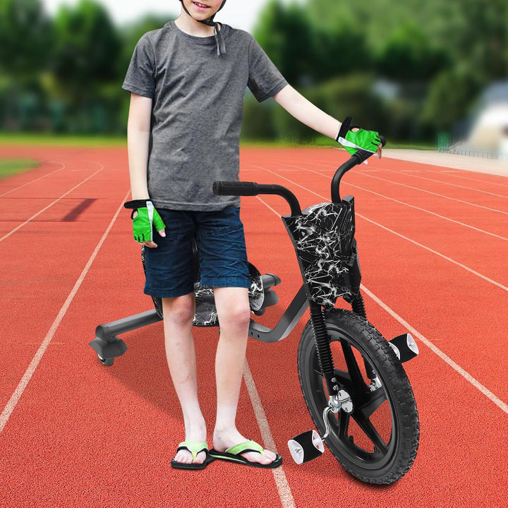Drift Dreirad, 360° Drift Cart Kinder Scooter Tretauto Rutscher Kinderfahrzeug mit Pedale Verstellba