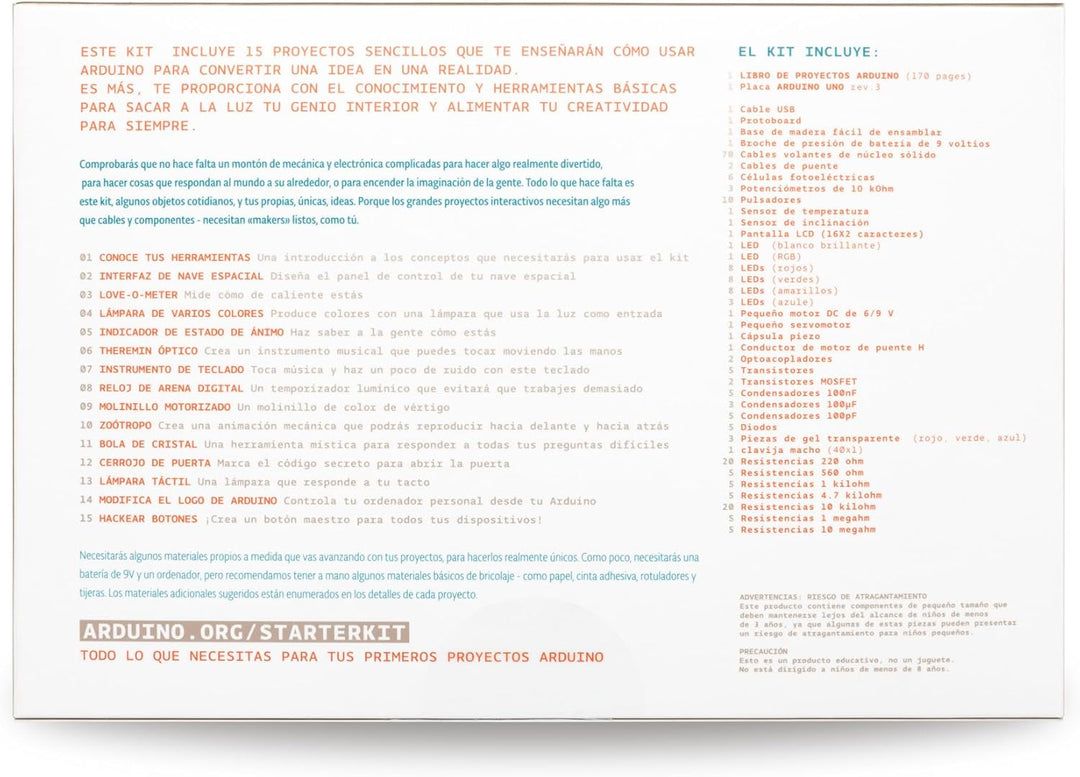 Arduino Offizielles Starter Kit für Anfänger K030007 [Projektbuch auf Spanisch], Projektbuch auf Spa