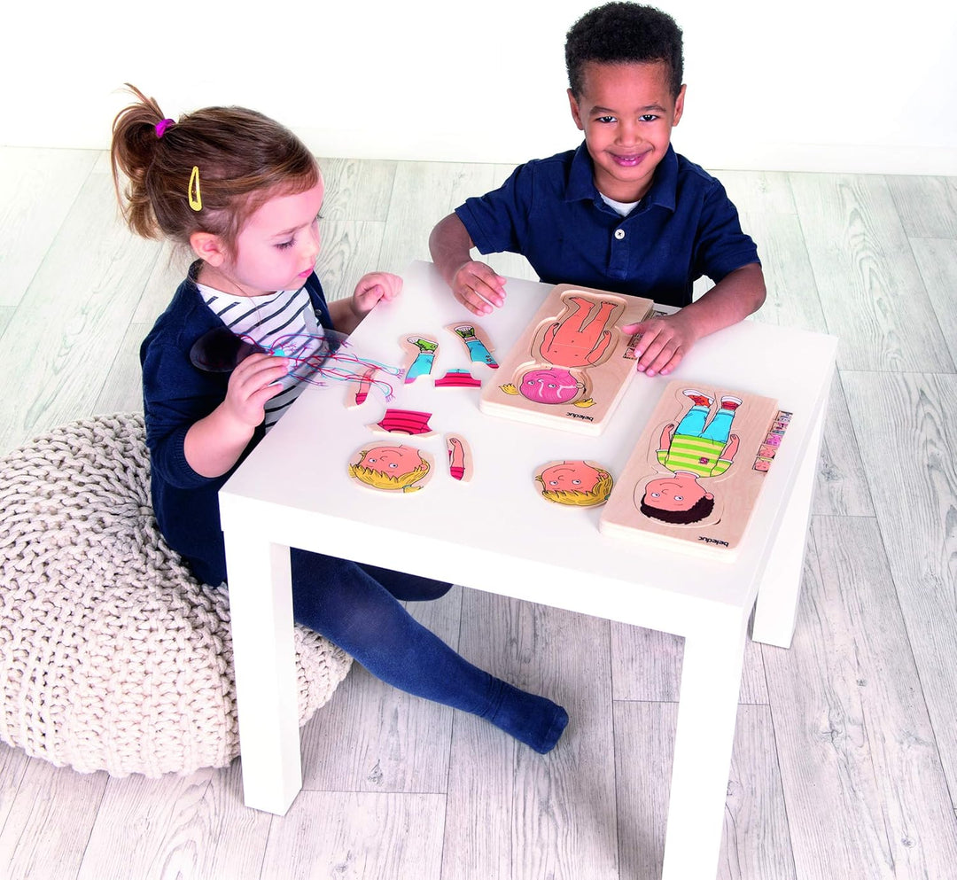 Beleduc Lagen-Puzzle "Dein Körper" Junge aus Holz, Anatomie Lernpuzzle für Kinder, ab 4 Jahren, Lage